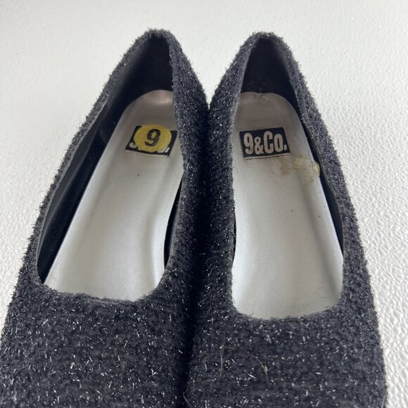 Womens 9M Witchy Black Fairy Shimmering Textured Rubber Soled Flats by 9 & Co. - Picture 8 of 12